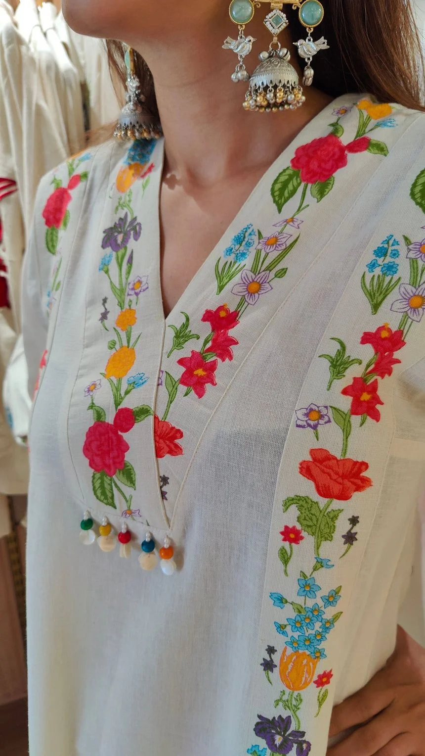 Printed Cotton Flex Kurti Set with Moti Work – Kurti & Pant - Image 4